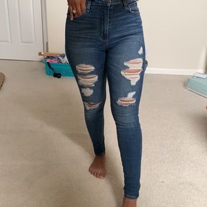 High rise Ripped denim jeans